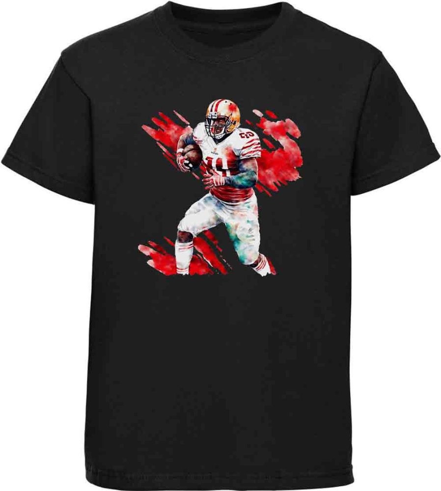 Bedrucktes Kinder T-Shirt American Football Spieler in Ölfarben